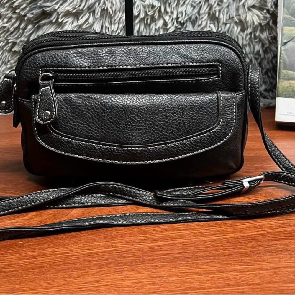 Black Leather Crossbody Bag
